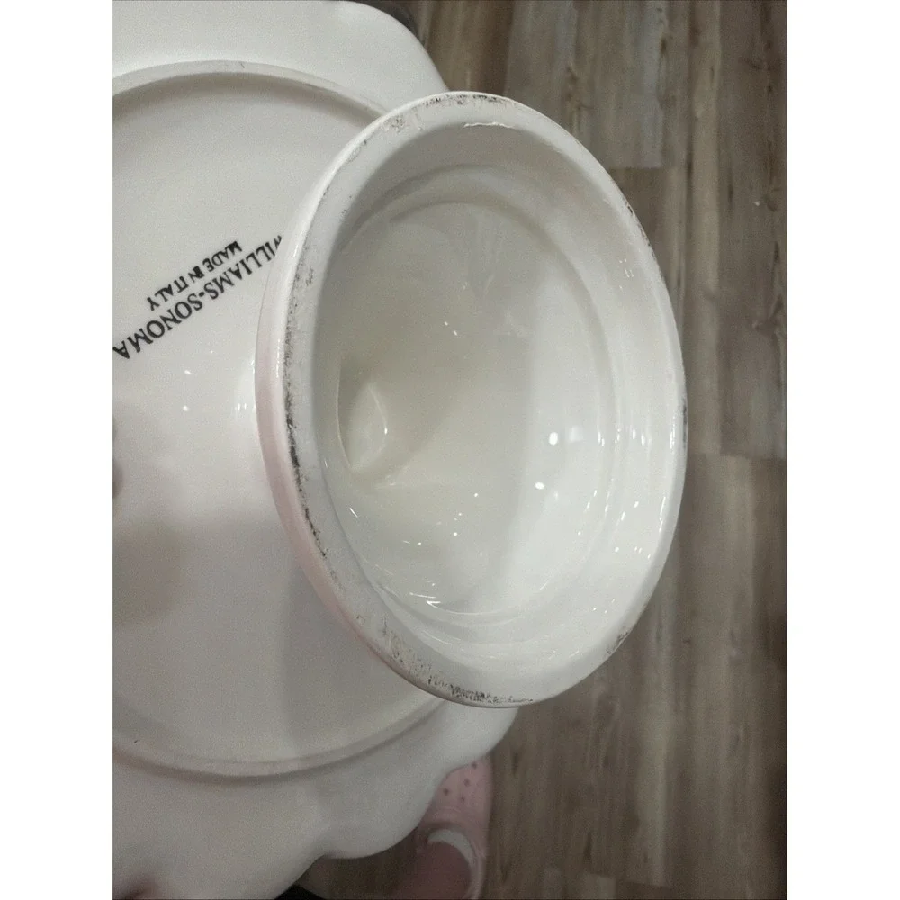 Williams Sonoma White Ceramic Round Glossy Cake Stands Set of 2 Made in Italy